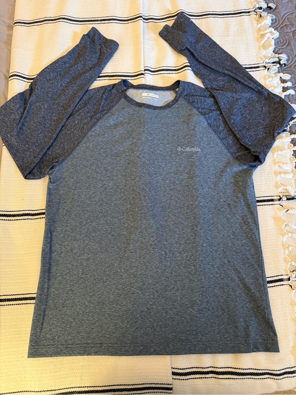 Columbia Omni-Wick Men's Long-Sleeve Raglan Performance Shirt — Heather Navy